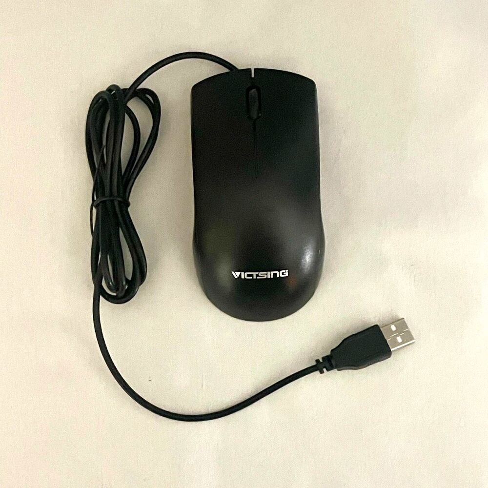 VicTsing Wired USB Optical Mouse Black Plug and Play PC Laptop